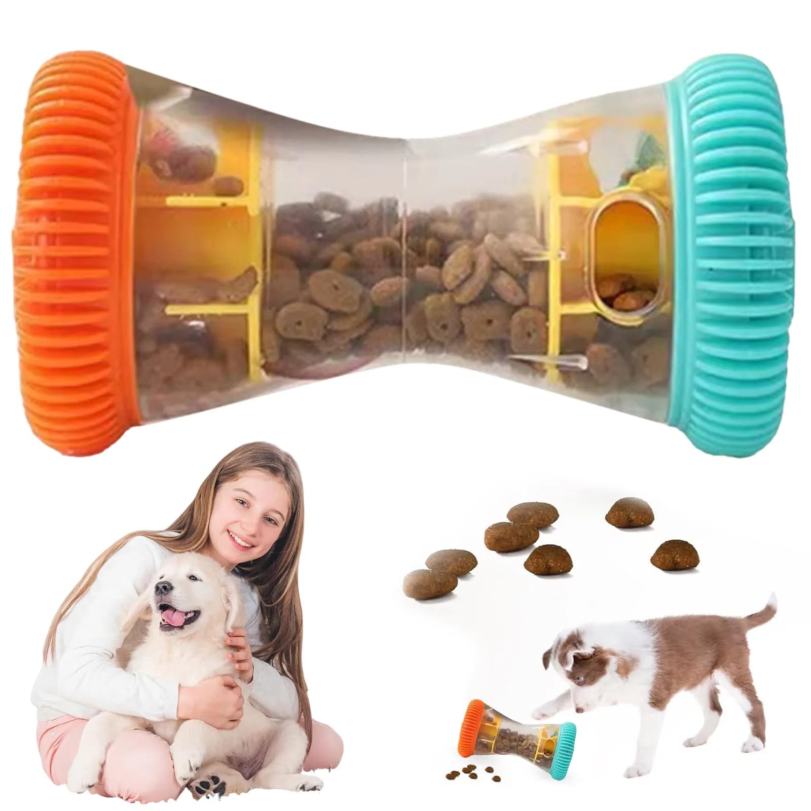 Copertura antipioggia per cani, Giocattolo interattivo a puzzle per cani, Giocattoli a forma di manubrio resistenti per tenerti impegnati, Dispenser regolabile, Articoli per animali domestici per il bagno del gatto
