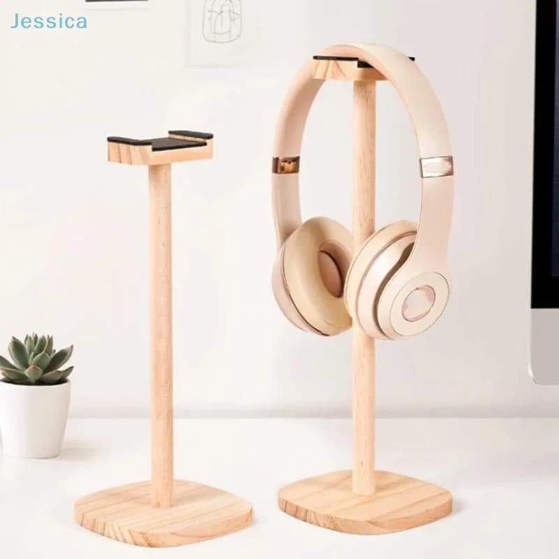 ♥ Supporto per cuffie in legno naturale con base stabile per cuffie da gioco/over-ear