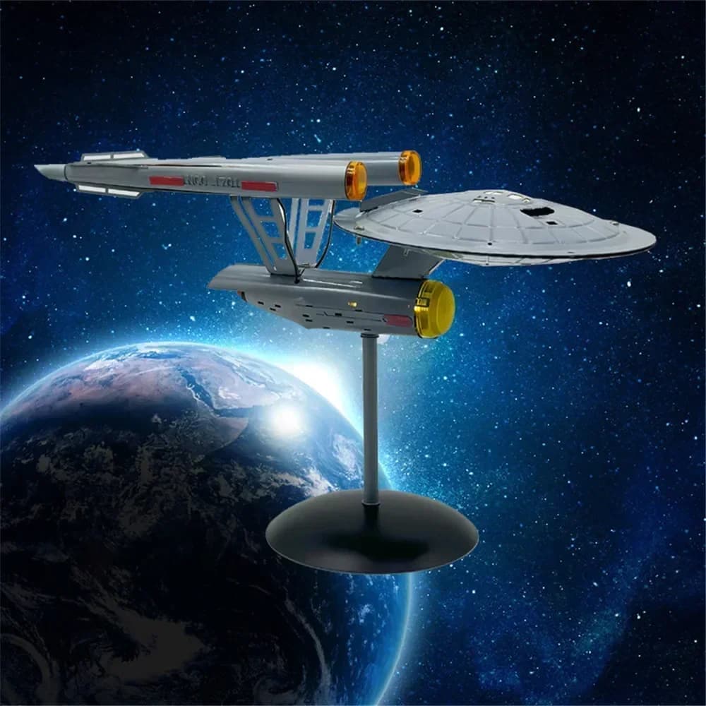 Star Trek Enterprise 1:1000 Modello di aereo in metallo con luce Starship Disco volante Ornamenti per luce notturna Decorazione modello da collezione