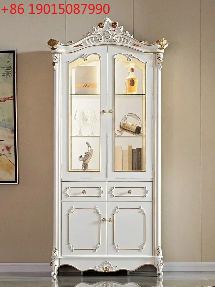 Vetrina per Vini in Stile Europeo, Mobile da Soggiorno a Doppia Porta, Vetrina Espositiva in Vetro, Credenza Decorativa per la Casa