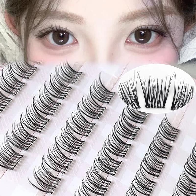 Ciglia finte girasole fata naturale Ciglia individuali autoadesive fai-da-te Estensione a grappolo Soffice trucco cosmetico comico