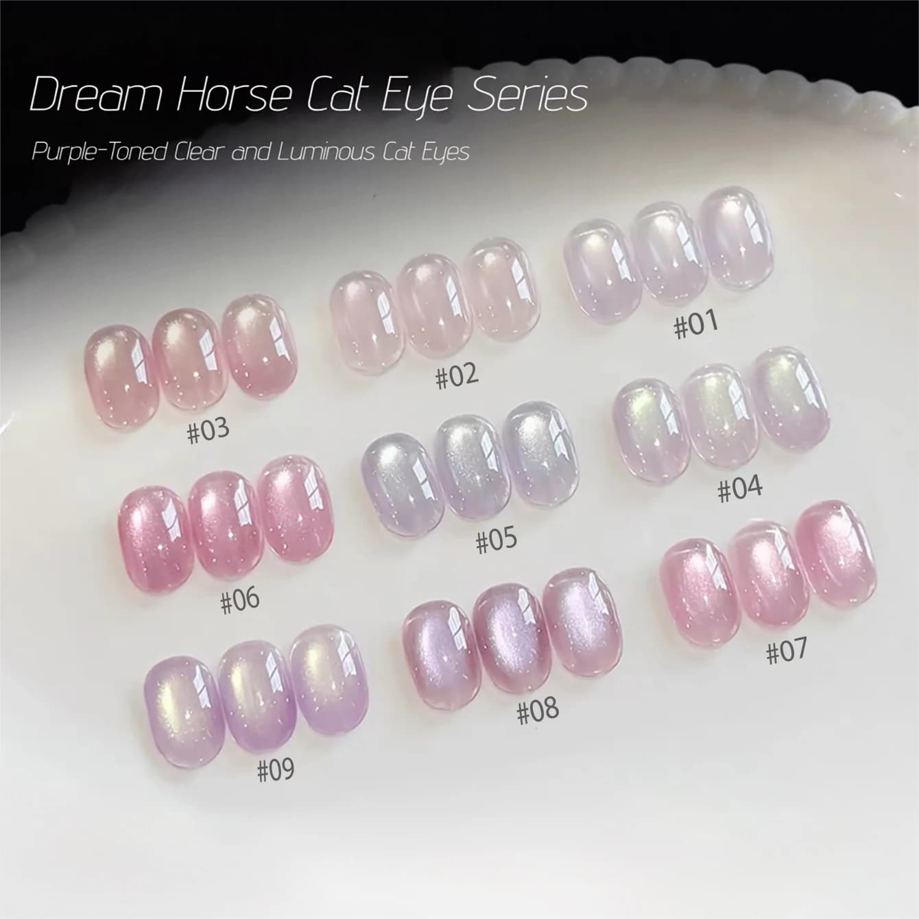 MAINEL 10ML 1-9 Pezzi Rosa Viola Unghie Serie Dream Horse Primavera Estate Gel Magnetico Effetto Occhio di Gatto con Perline di Vetro Sbiancante