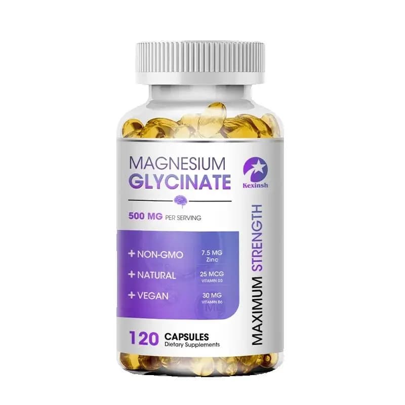 Kexinsh Magnesium glycinate supplement 500 mg with zinc, vitamin D3 B6 Promotes natural sleep, reduces stress and non-GMO anxiety