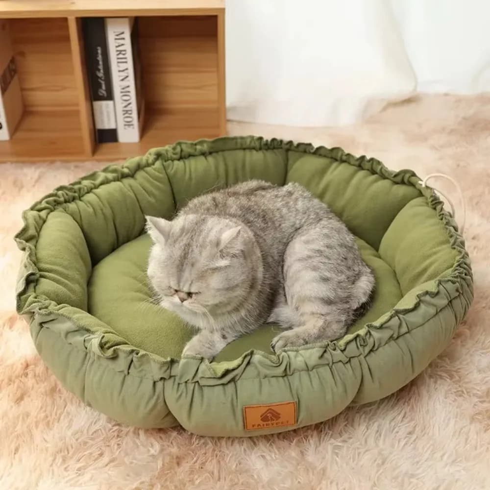 Round Dog Cat Bed Basket Warm Plush Cats Cushion Pet Bag Mat Winter House Soft Nest Puppy Sleeping Sofa for Small Medium Dog Cat