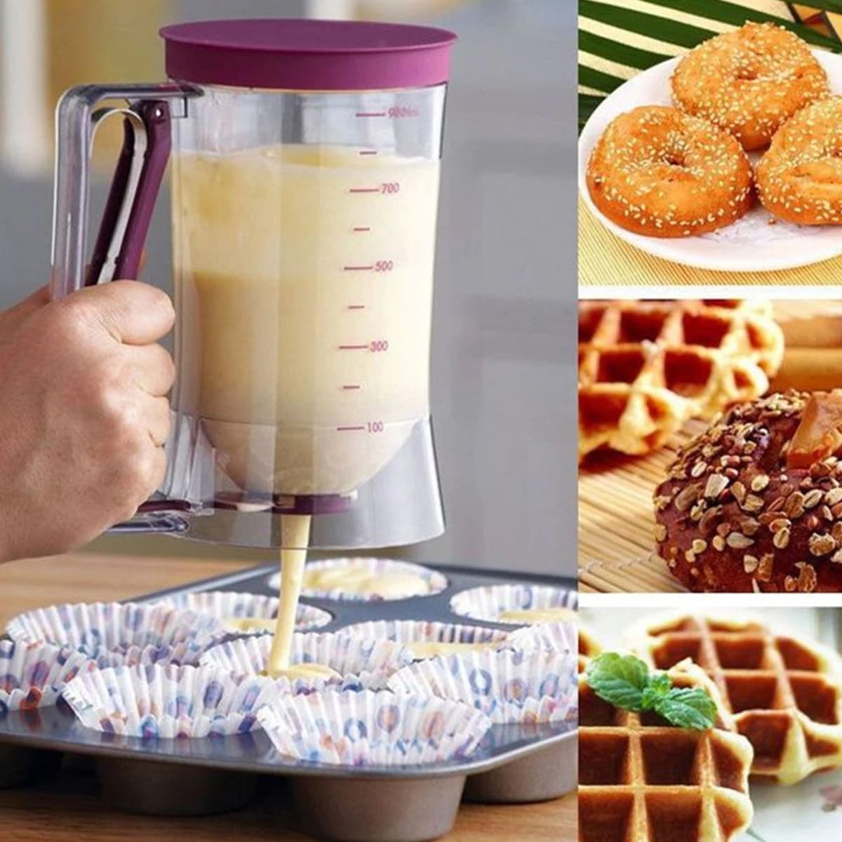 1 Pezzo Dosatore a Imbuto Manuale da 900ml per Impasto, Ideale per Cucina, Pancake, Cupcake e Utensili per Torte