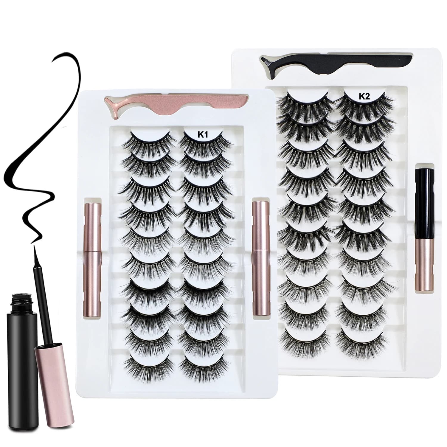 10 pairs of magnetic fake eyelashes reusable magnetic eyelashes with Eyeliner and pins fake eyelashes with natural appearance