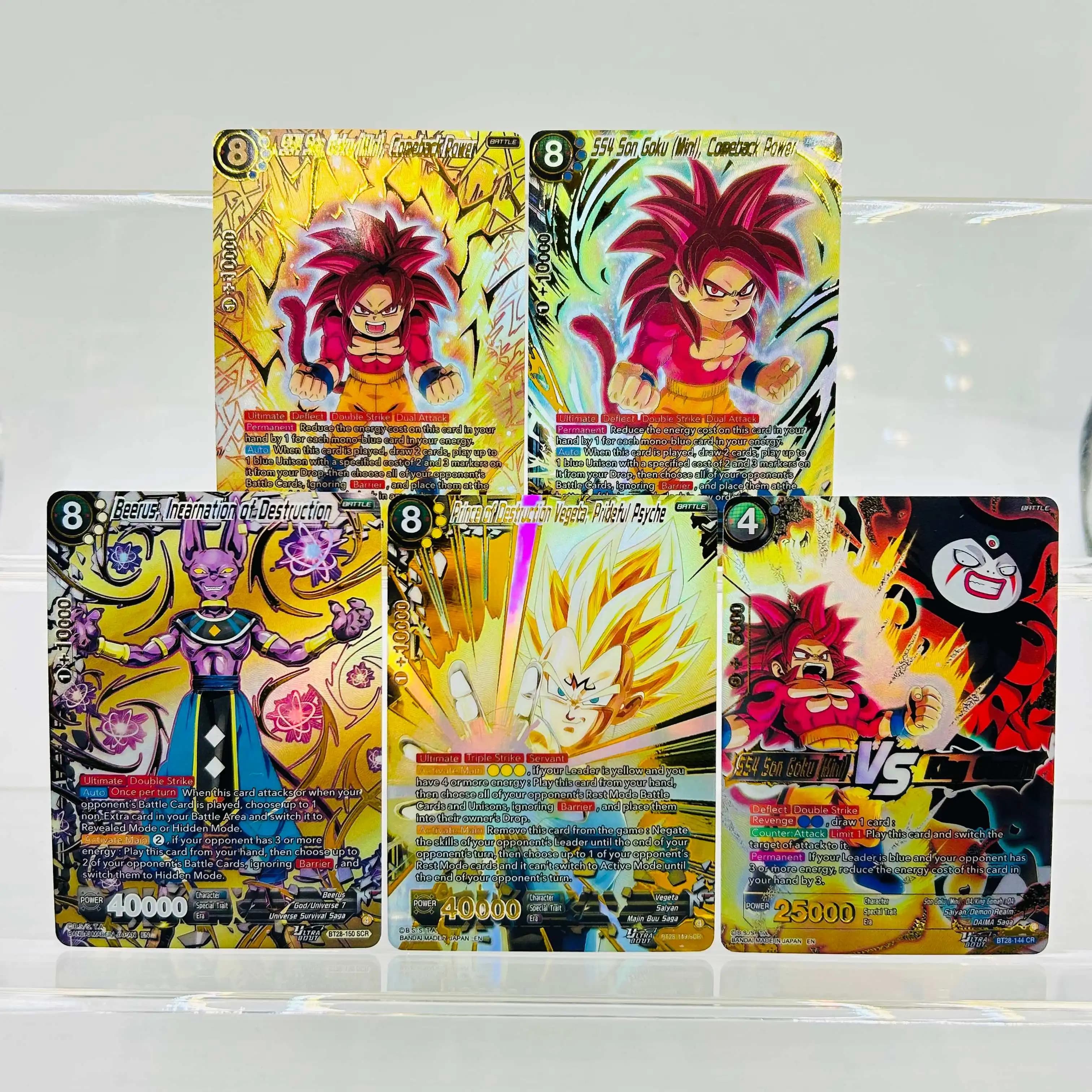Set di Carte TCG Dragon Ball Super 2024 con Texture in Lamina d'Oro, 10 Gemme Rare per Collezionisti DBZ