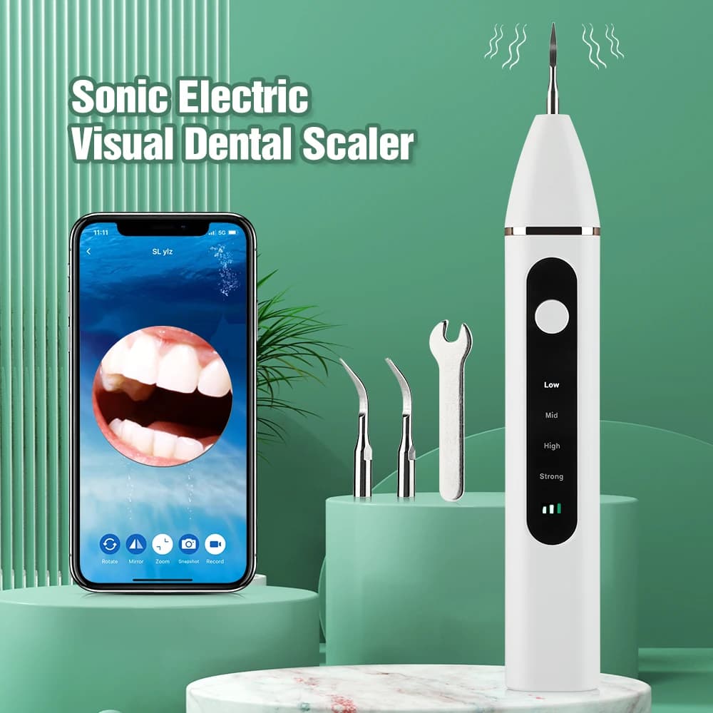 HD Camera Sonic Electric Visual Dental Scaler detergente per denti placca Calculus Remover sbiancamento dei denti strumenti per la pulizia igiene orale