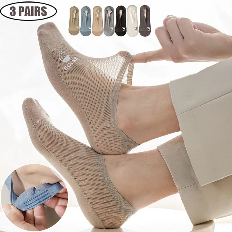 3 paia di calzini invisibili ultra comodi da uomo, calzini leggeri e traspiranti in rete, colori solidi, calzini da donna, resistenti al sudore, facili e morbidi