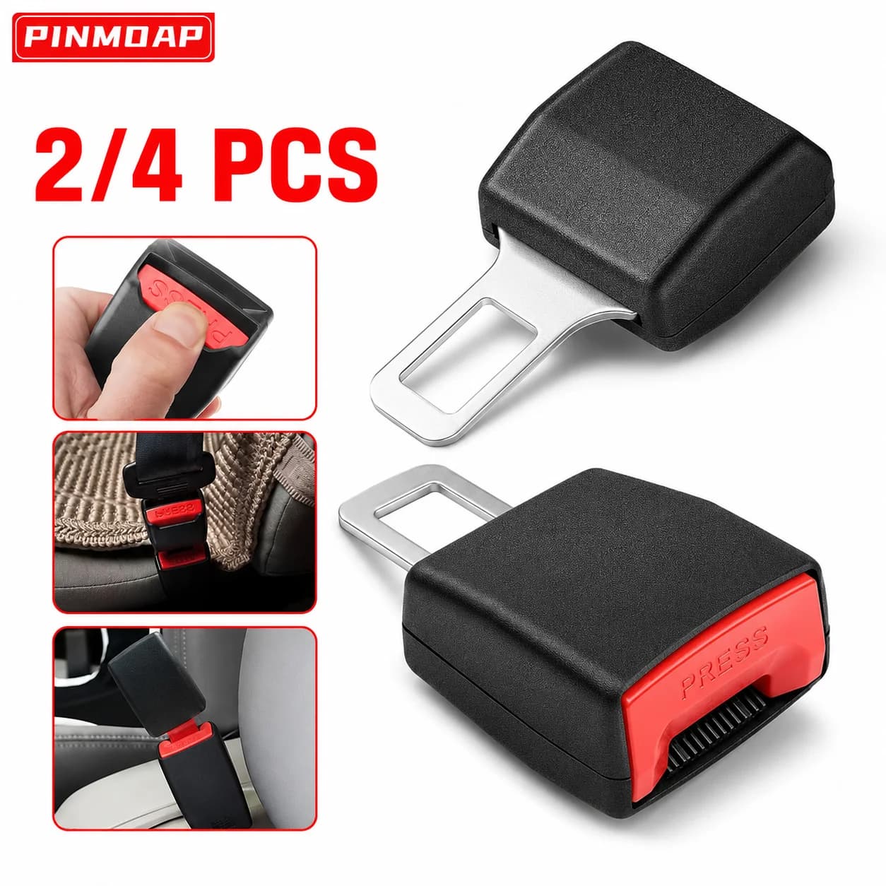 2/4pcs Car Seat Belt Buckle Plug Socket Extender Seat Belt Clip Extender Seat Belt Accessory Installation Simple Car Accessories