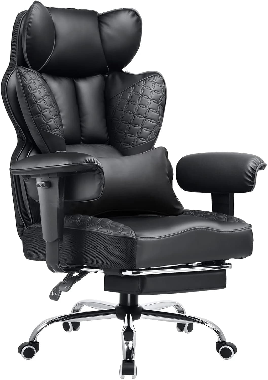 Sedia da Ufficio Ergonomica Grande e Alta per Gaming con Poggiapiedi, Braccioli Regolabili, Supporto Lombare e 150 ° Reclinabile