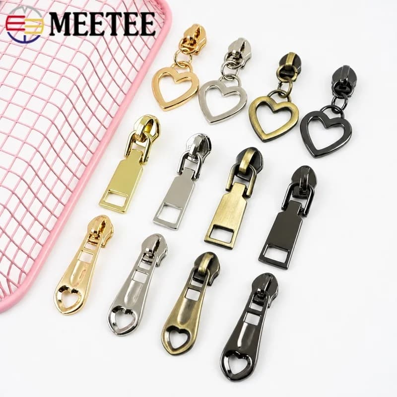 30/50Pcs 5# Zipper Sliders for Nylon Zip Clothes Pocket Decor Zippers Heads Pulls Bag Repair Zips Kits DIY Sewing Accessories