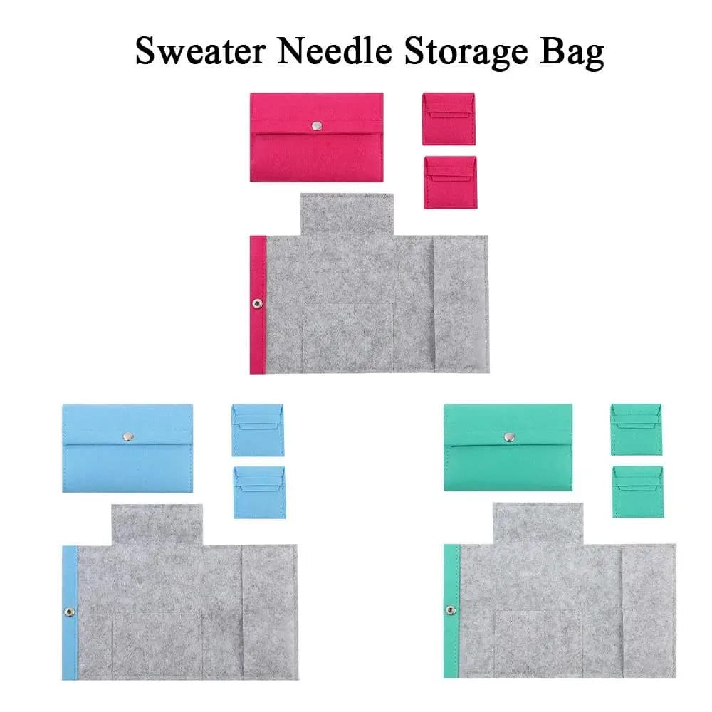 Set da 3 pezzi: Borsa portaoggetti per uncinetti in feltro, Portaferri da maglia, Custodia per spilli da maglia per organizzazione e conservazione