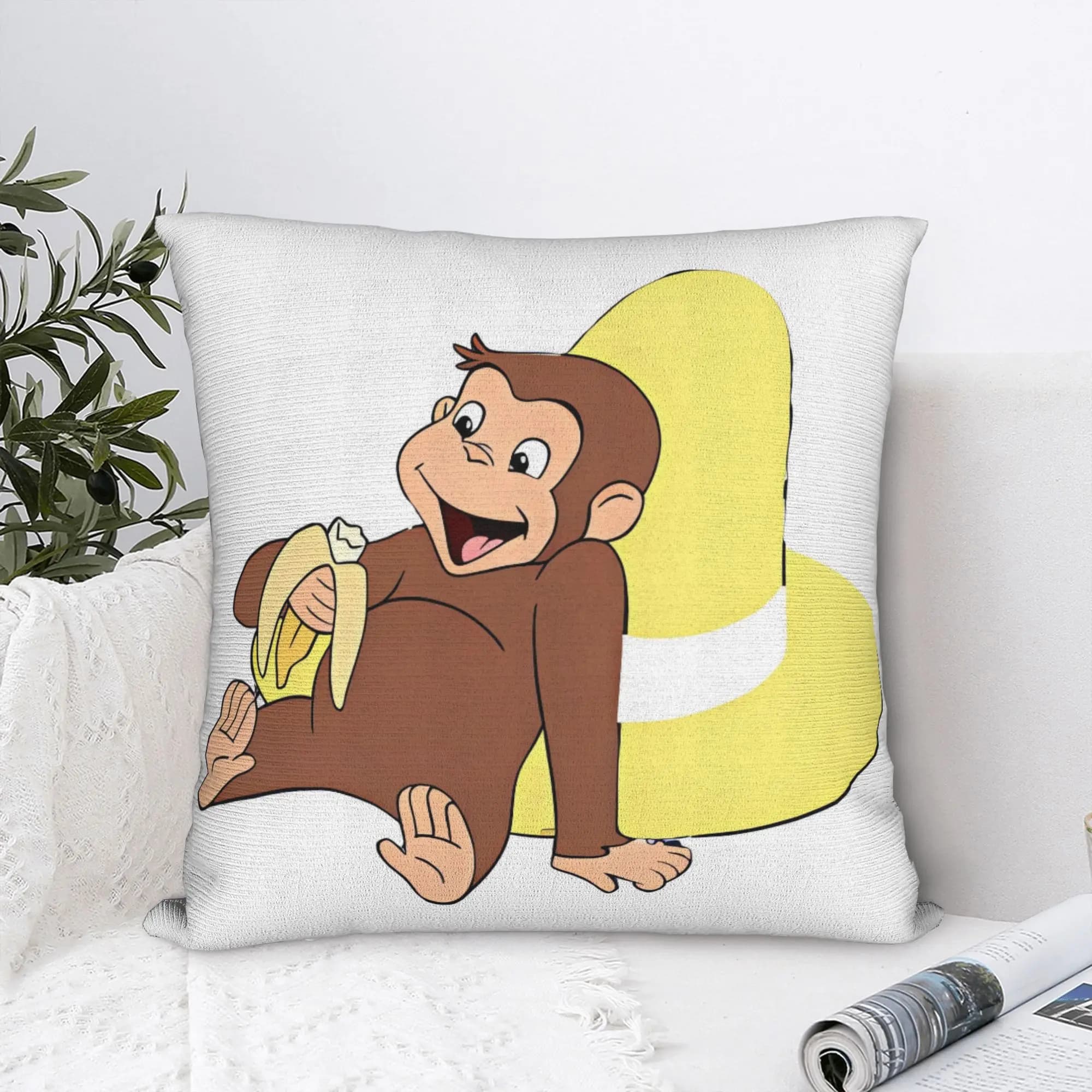 Fodera per cuscino Cartoon Monkey C-Curiouss Georges, federa moderna per divano, letto, soggiorno, morbida fodera per cuscino, regalo