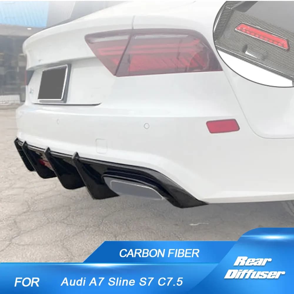 Diffusore per labbro paraurti posteriore in fibra di carbonio per Audi A7 Sline S7 C7.5 2016-2018 Diffusore per paraurti posteriore per auto Spoiler per labbro Presa di fabbrica