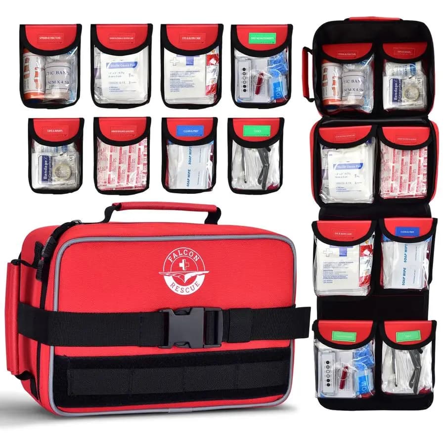 Kit di Pronto Soccorso Premium da 418 Pezzi per Casa, Viaggi, Campeggio, Escursionismo ed Emergenze all'Aperto, Kit di Sopravvivenza Resistente allo Strappo per Affari