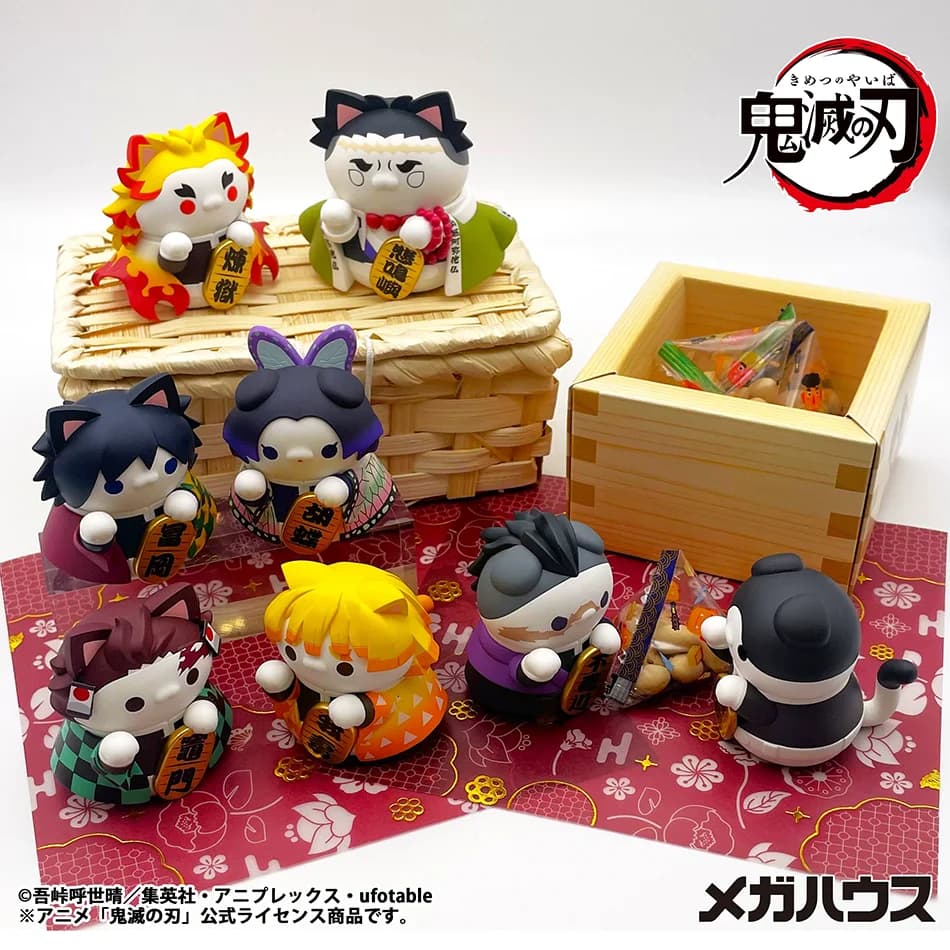Anime Demon Slayer Kimetsu no Yaiba Figure Maneki-neko‌ Series Blind Box Action Figure Cute Model Toys Surprise Gifts