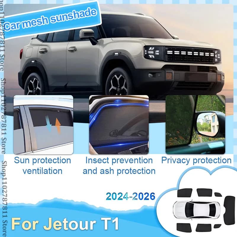 Tenda per parabrezza in rete per accessori Jetour T1 Shanhai 2024 2025 2026 Visiera parasole in vetro magnetico Parasole per finestra No Sag Parts
