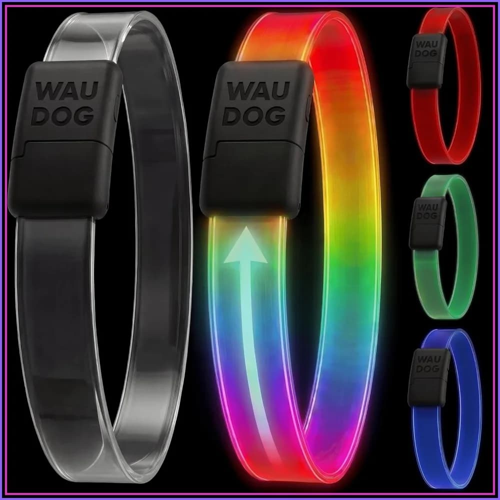 Waterproof LED Dog Collar, USB Rechargeable, Glow in Dark, Adjustable for Small Medium Large Dogs, Night Safety