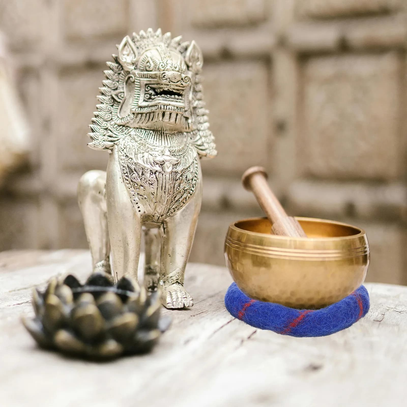 Singing Bowl Cushion Ring Round Sound Bowl Pad for Tibetan Buddhist Buddha Crystal Music Bowls Vintage Chic Fabric Design