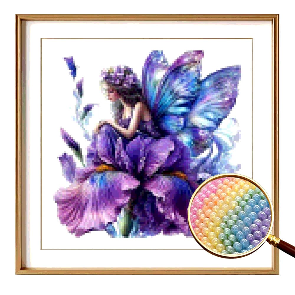 Purple Fairy Flowers Pattern DIY Partial Beads Embroidery Kit Ideal for Living Room Bedroom Decor