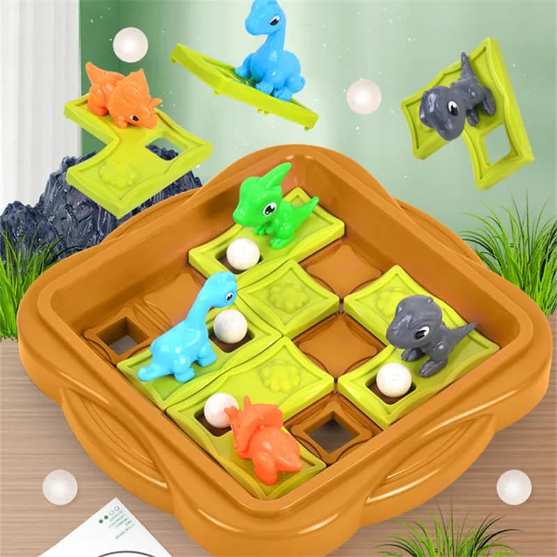 Gioco di strategia Montessori Dinosauro Avventura Labirinto Puzzle Giocattolo Palla scorrevole Gioco di sfida Pensiero Treno logico Giocattolo educativo per bambini