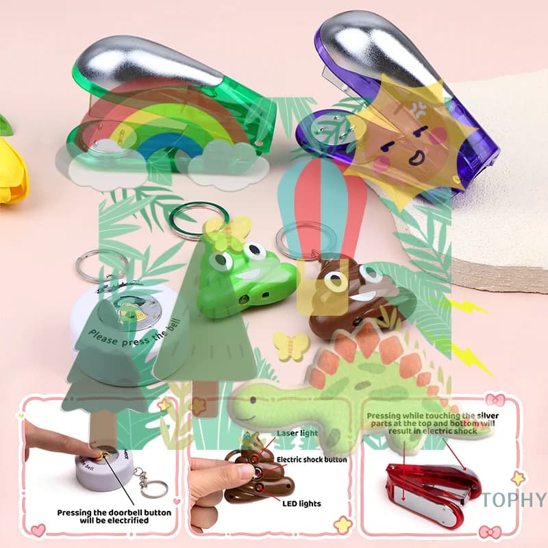 Giocattolo Scherzo Elettrico a Scossa, Graffettatrice, Campanello, Portachiavi a Forma di Cacca, Gadget Divertente per Feste, Scherzi Creativi di Aprile, Giocattoli per Scherzi