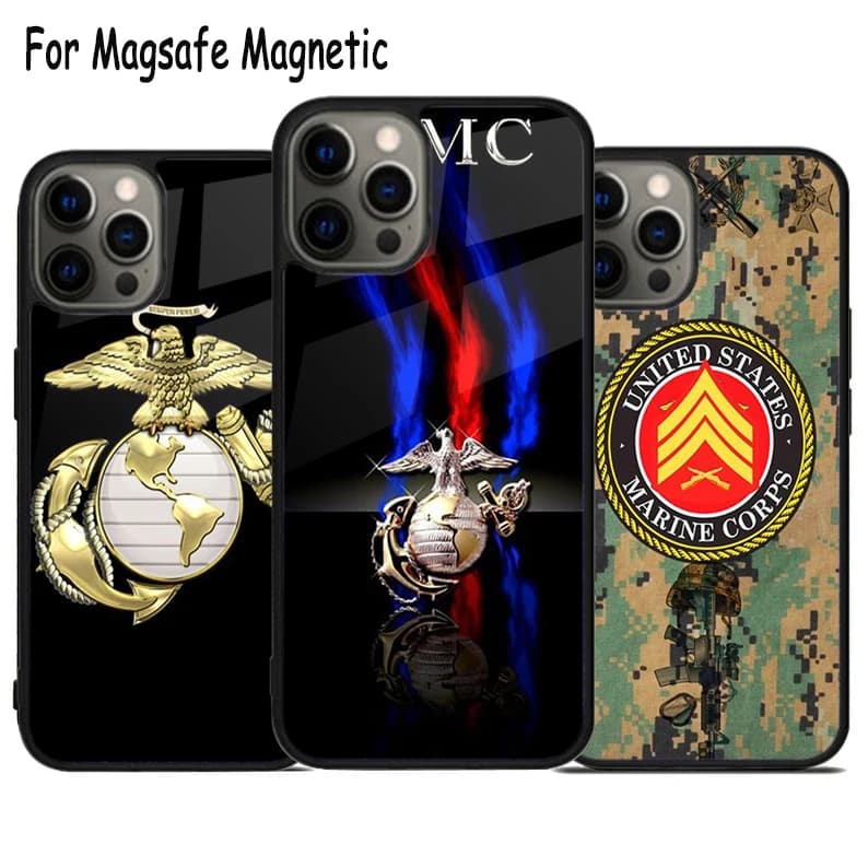 Cover Magnetica Bumper Magsafe per iPhone 17 Air 15 16 16e 14 13 11 12 Pro Max Plus, Tema Marina Militare Veterano