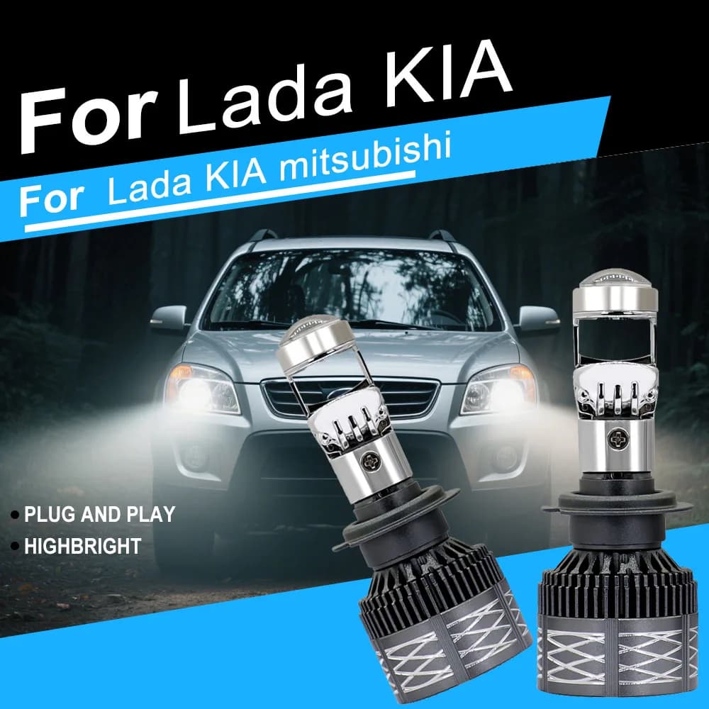 H7 H4 H11 Proiettore LED Lente Faro H8 9005 9006 HB3 HB4 Lampadina per auto 6000K Canbus Turbo Ad alta potenza Mini Auto/Moto Lampada fendinebbia