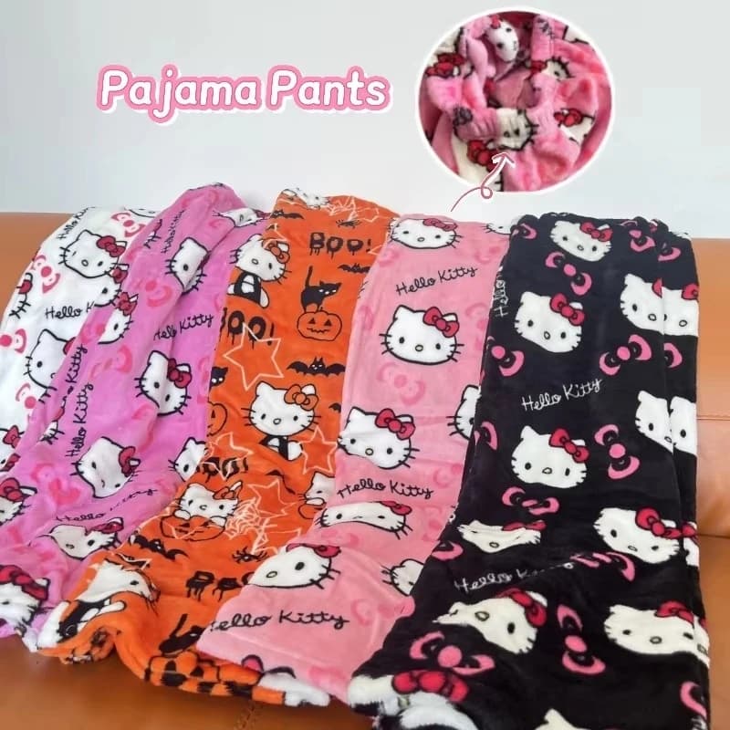 Y2K Pigiama Hello Kitty Pjamas for Women Souls Cartoon Fashion Home Sleepwear Pants Leisure Clothing for Home Winter pants