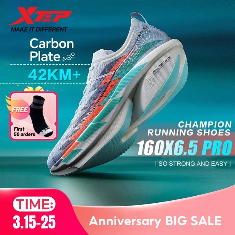Xtep 160X 6.5 PRO Scarpe da corsa per uomo Champion Racing Scarpe da corsa con piastra in carbonio Maratona professionale 975119110003