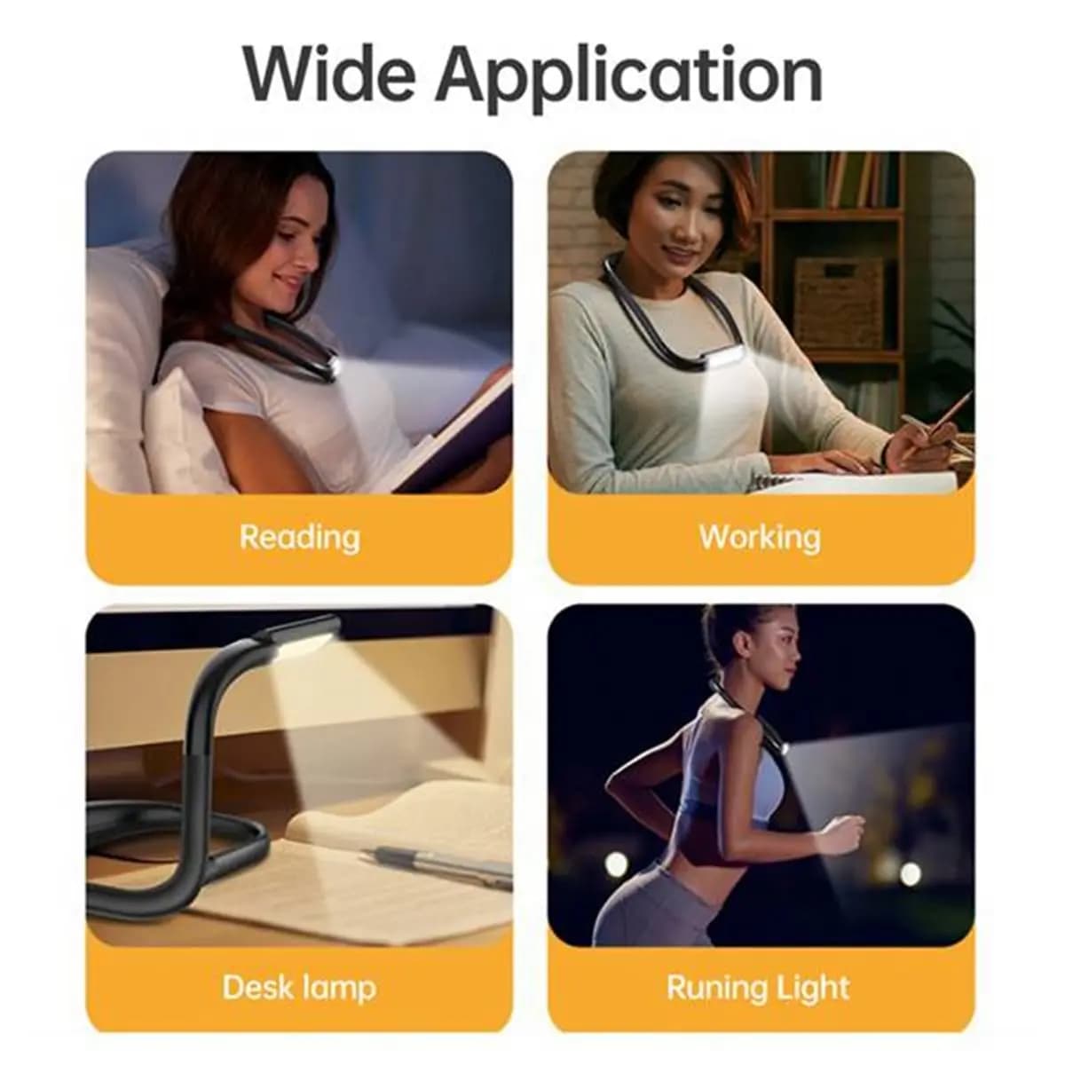DT81 Neck Reading Light Rechargeable LED Light 3Color Adjustable Brightness Eye-Friendly Desk Lamp Bendable for Reading White