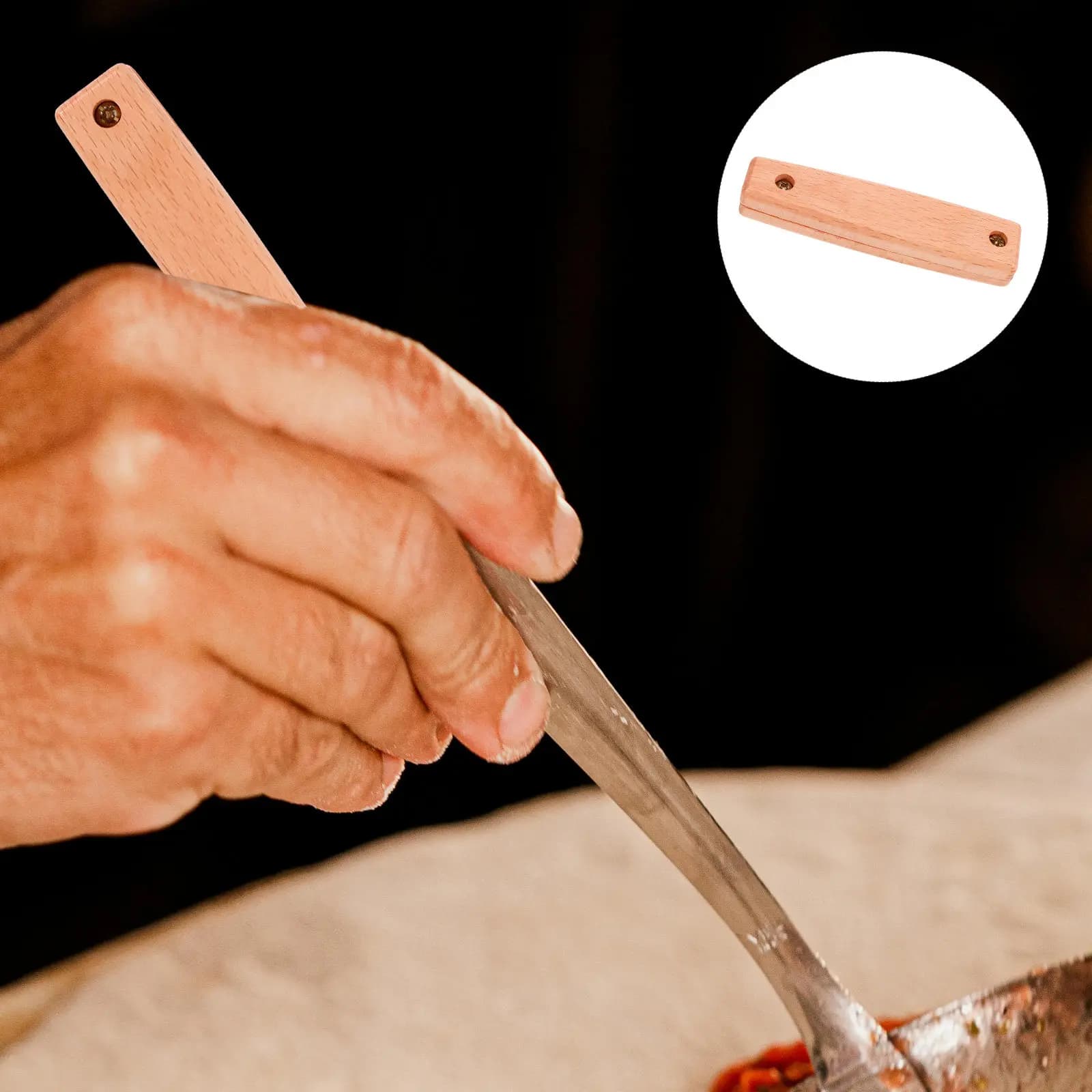 1 Paio di Manici di Ricambio in Legno per Spatole, Utensili da Cucina con Impugnatura Ergonomica Anti-scottatura per Padelle e Utensili da Cucina