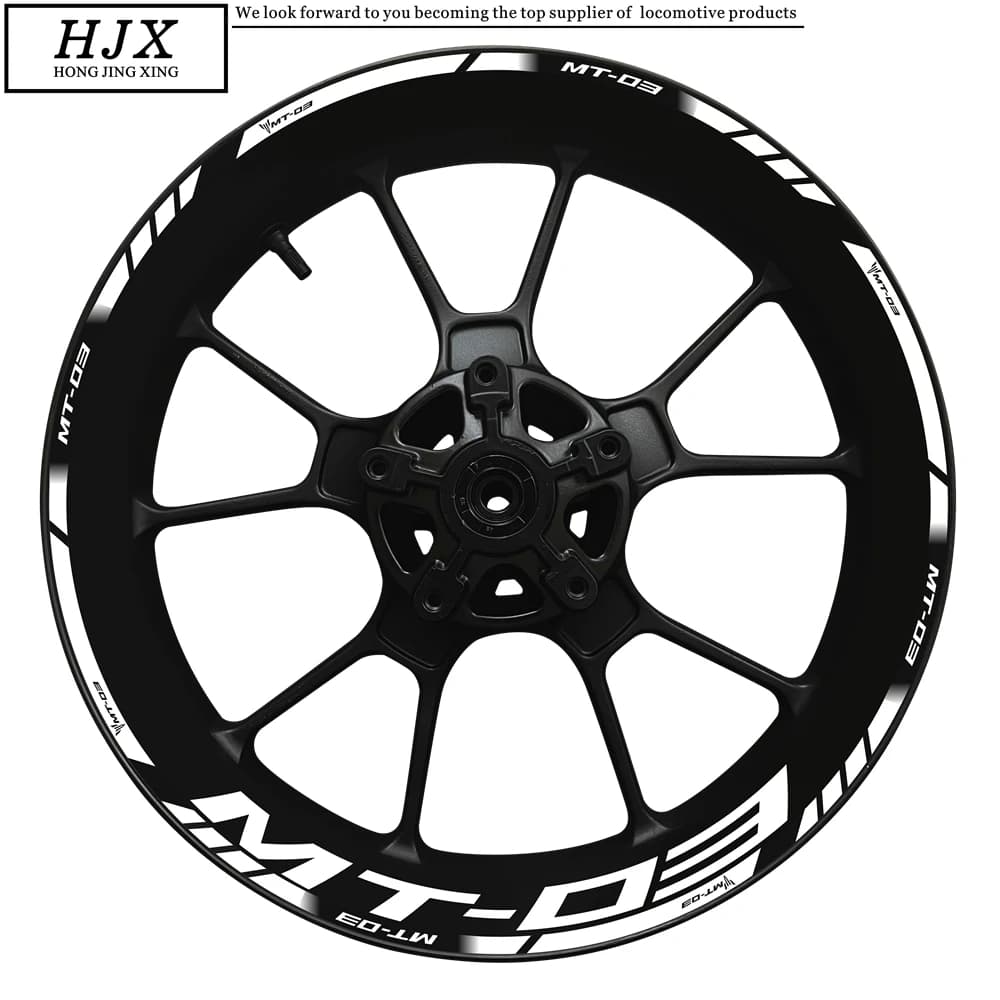 Suitable for set of decal decorations for wheel hub with Mt-03 logo for Yamaha motorcycle, reflective adhesives for 17 inch Mt03 waterproof edges