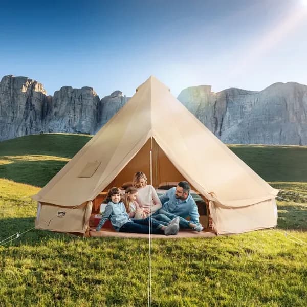 Yurt Tent in Tela for 4 Seasons, 4m, Great Breathable Refuge for Camping with Opening for Stufa, Family Tent Waterproof and Windproof