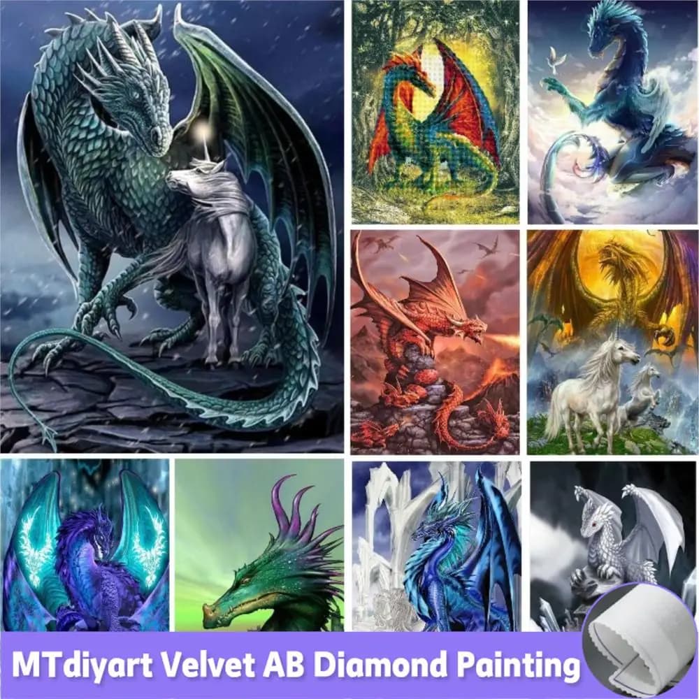 DIY 5D Dragon And Unicorn Diamond Painting Full Square Rhinestone Cross Stitch Diamond Embroidery Mosaic Pictures Home Decor