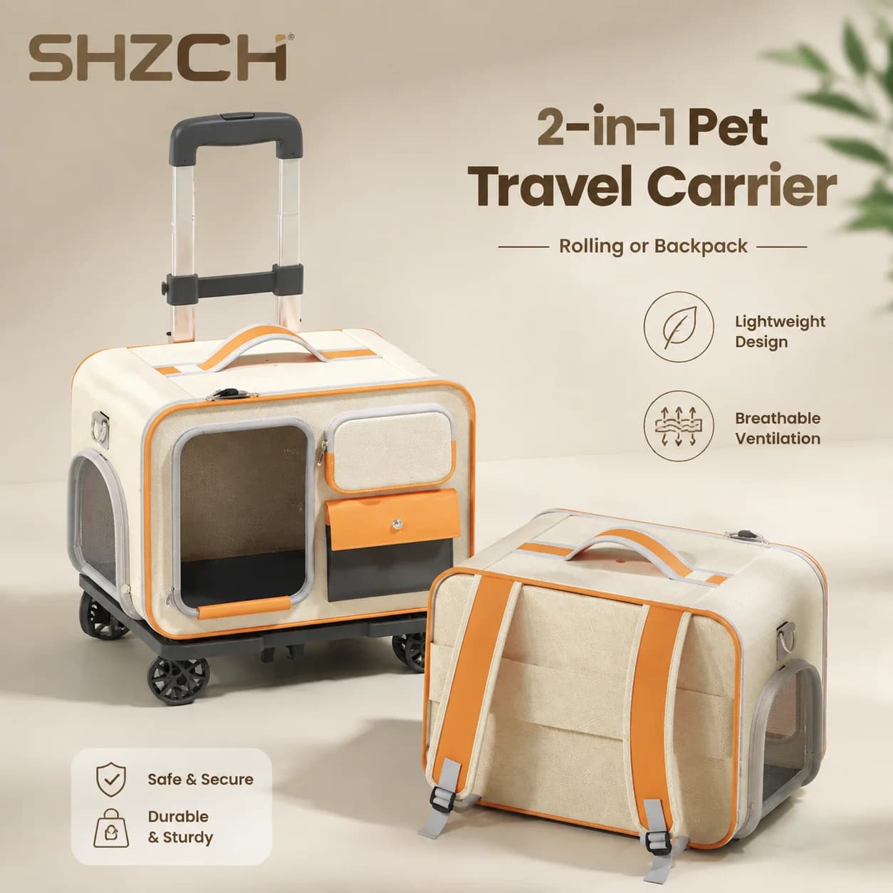 Foldable Pet Carrier Backpack - Large Cat/Dog Travel Bag with Retractable Handle, Breathable Mesh for Outdoors