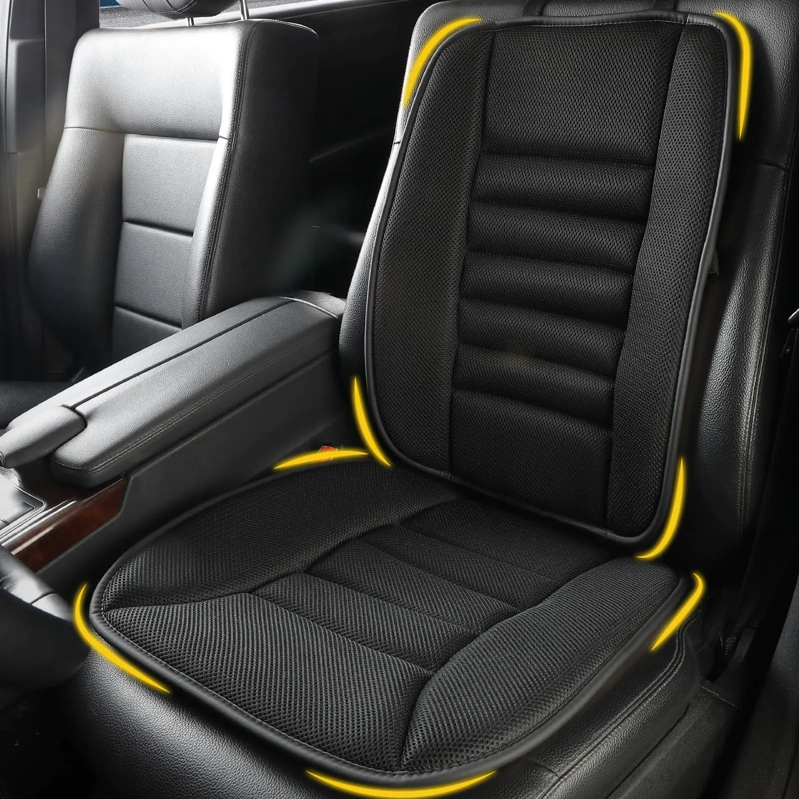 Cuscino per sedile auto con supporto lombare in memory foam per il comfort alla guida, nero