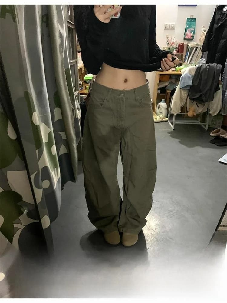 Jeans da Donna di Design Americano, Taglia Grande, Nuovo Stile Estivo, Retro, Slim Fit, Gamba Dritta, Vita Bassa, Gamba Larga, Denim, Collezione Primavera