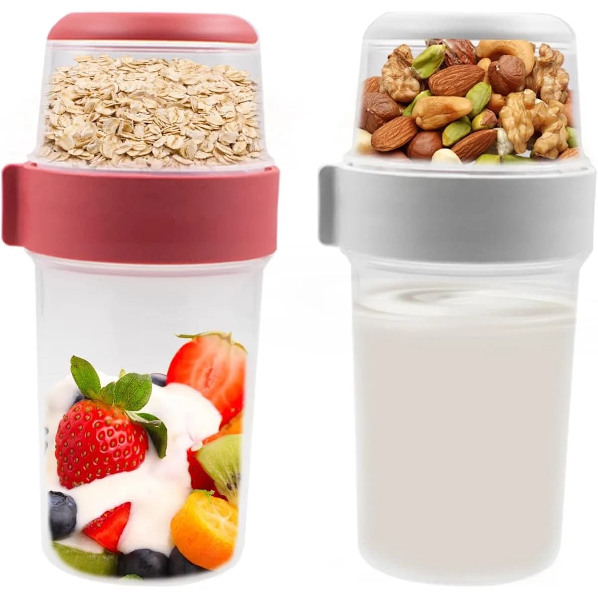 Scatola per il pranzo a doppio strato Scatola per la conservazione del vano Contenitore per avena notturna a prova di perdite Tazza per farina d'avena portatile Barattolo sigillato per frutta