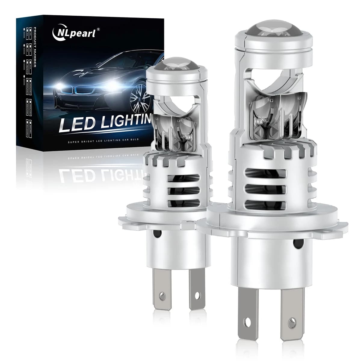 NLpearl H4 Lampadine a Led 9003 HIB2 Mini Lente per proiettore Faro per auto Fascio alto e basso 120W Luci per auto CSP Turbo Lampada 12V 6500K 30000LM