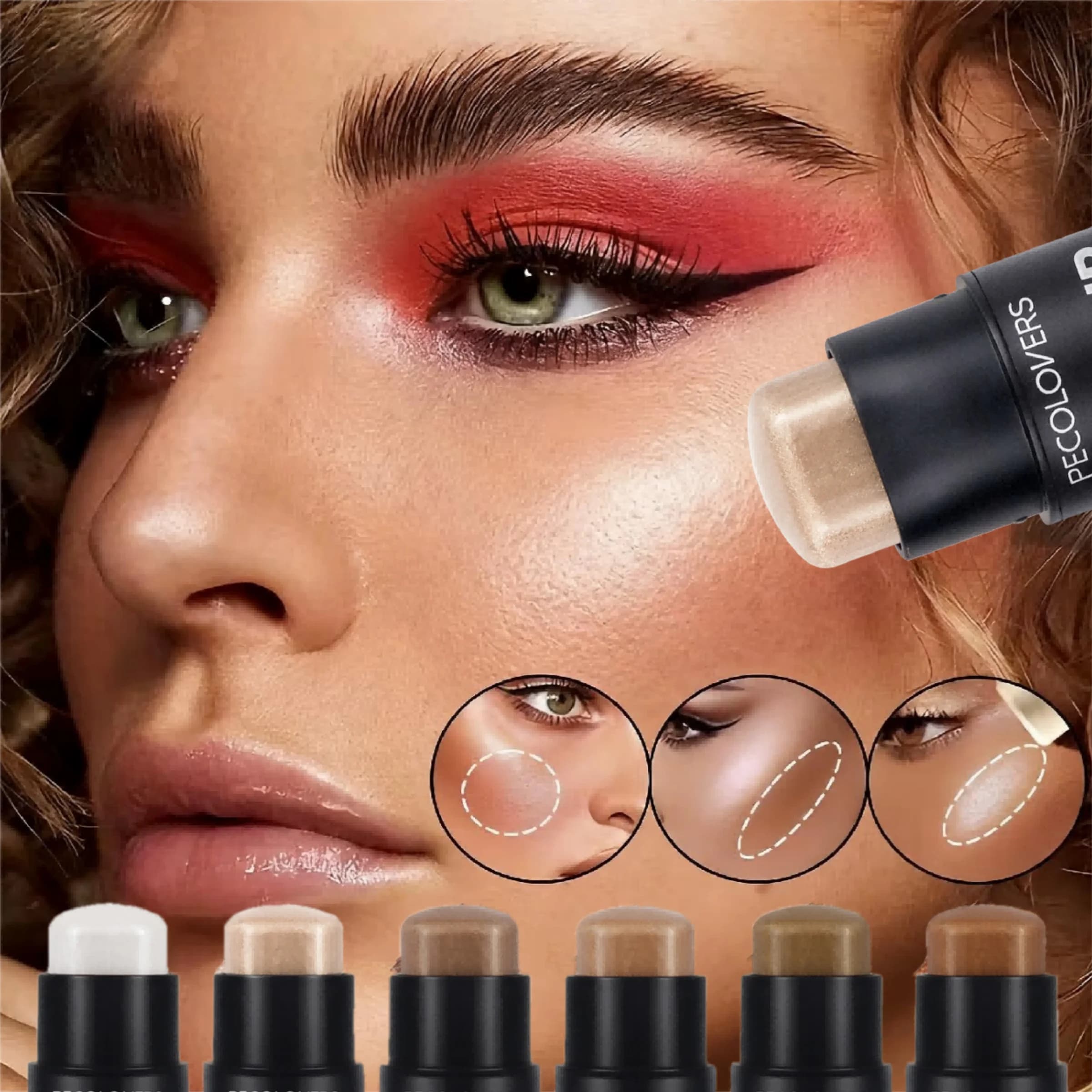 1PC Stick illuminante glitterato impermeabile - Illuminante viso e corpo con bagliore radioso a lunga durata, illumina naturalmente il viso