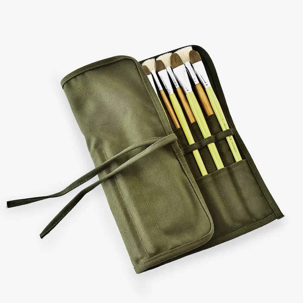 Large Capacity Canvas Roll Up Brush Holder Portable Paint Brush Case for Oil Watercolor Artists Travel Art Supply Storage Bag