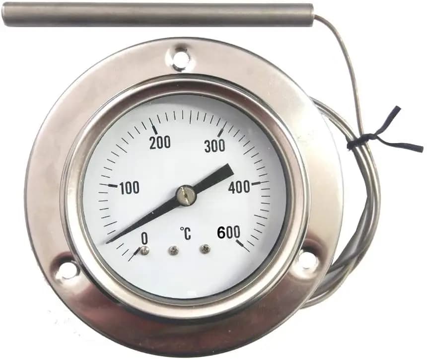 Stainless Steel Pyrometer Thermometer 0-500° Temperature Sensor for Ovens Pizza Grills Wood Stoves