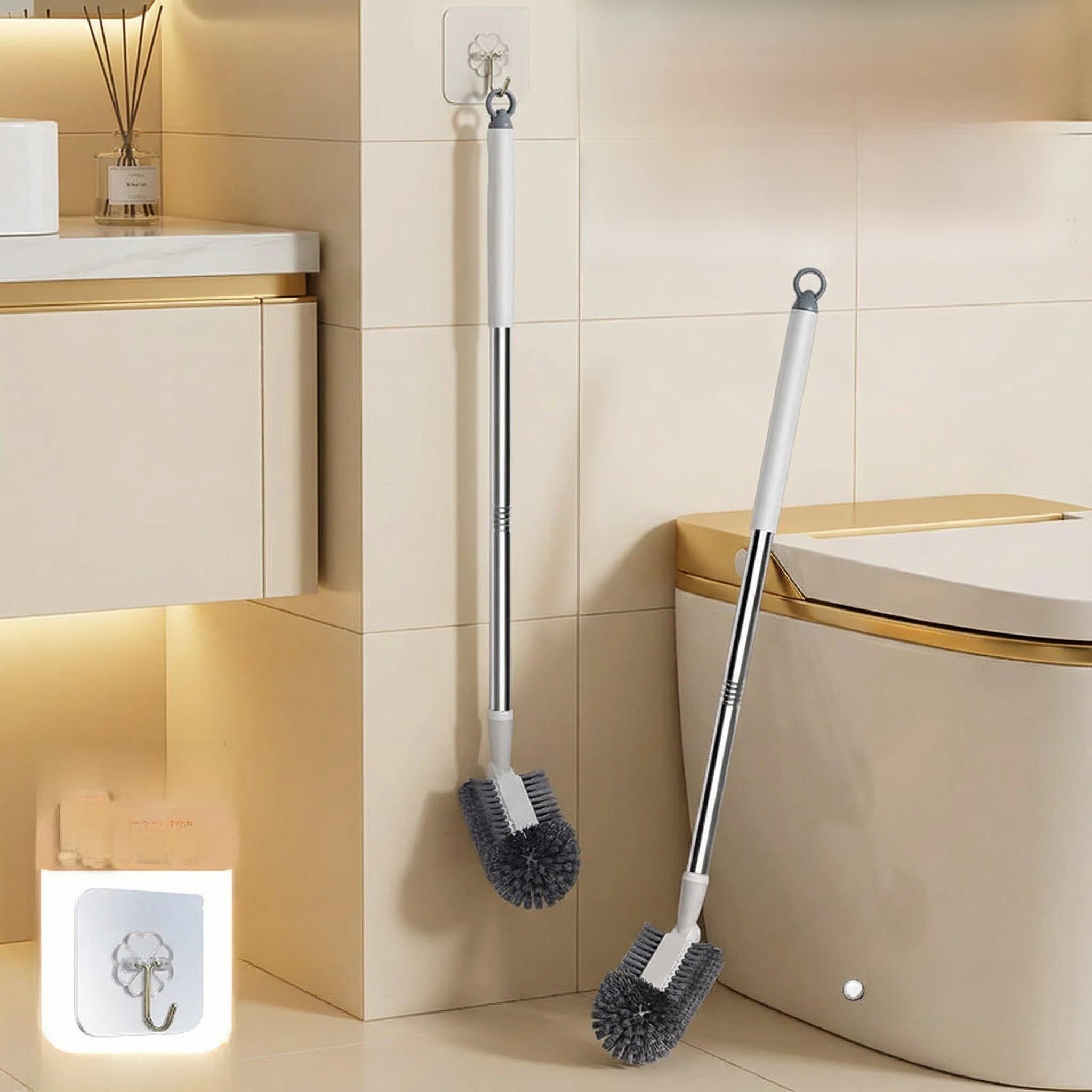 Long Handle Toilet Brush Hard Bristle Cleaning Stick Bathroom Household Cleaning Tool Toilet Cleaner Durable Metal Brush