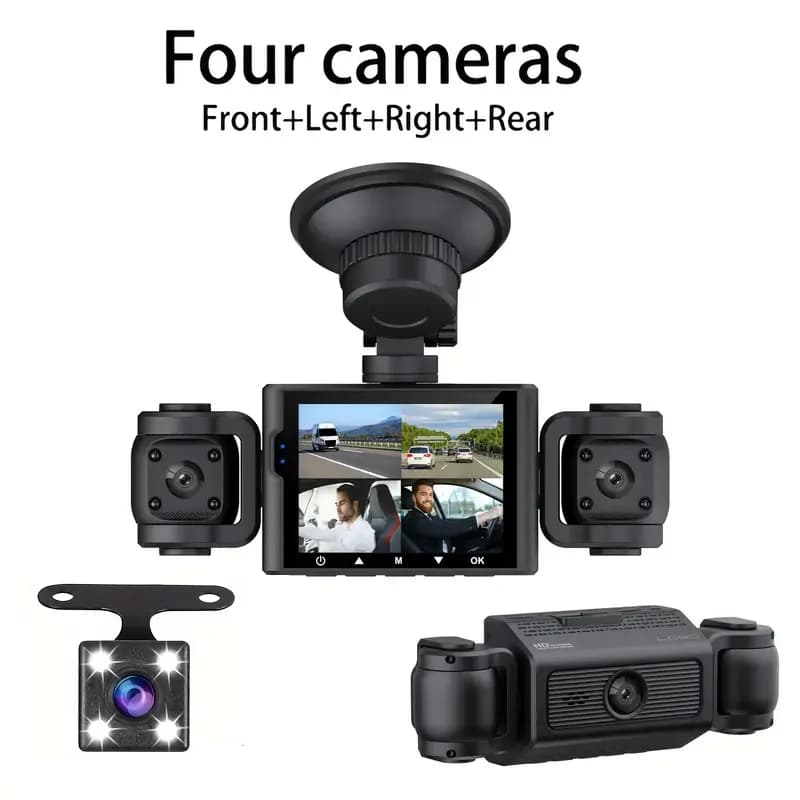 Registrazione video da 360 gradi Videoregistratore DVR per auto con obiettivo HD anteriore + sinistro + destro + posteriore