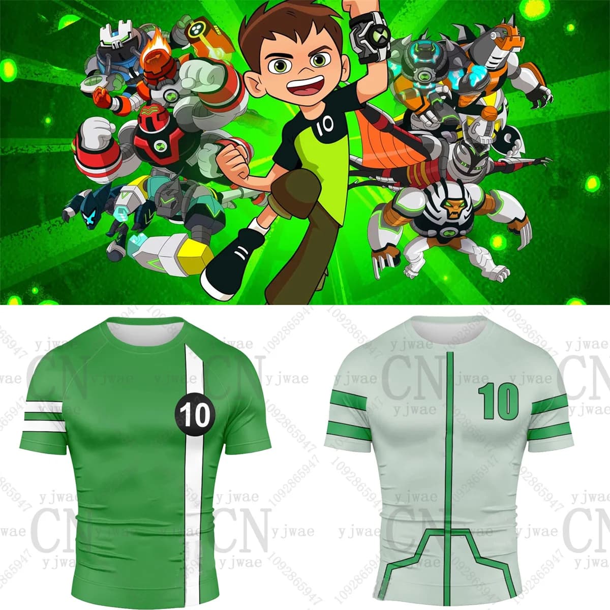 Ben10 Ben Tennyson Cosplay Clothing 3d Printed Short Sleeved Round Neck Breathable Sportswear Summer Men'S And Women'S T-Shirts