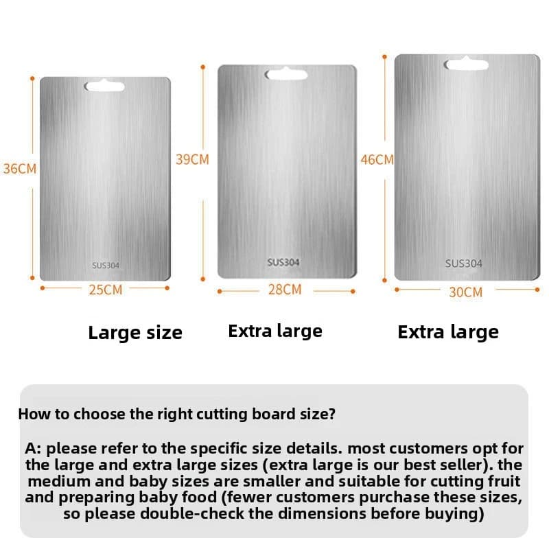 304 Stainless Steel Thickened Cutting Board Antibacterial Mildew-proof Kneading Dough Board Kitchen Fruit vegetable
