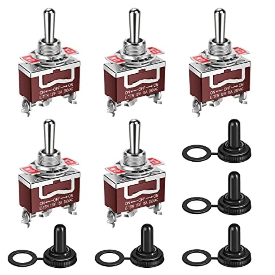 Waterproof Momentary Toggle Switch ON -Off-(ON) 30A 12VDC/15A 250VAC DC Marine SPDT Switch 3 Way with Weatherproof Boot Cap Cov