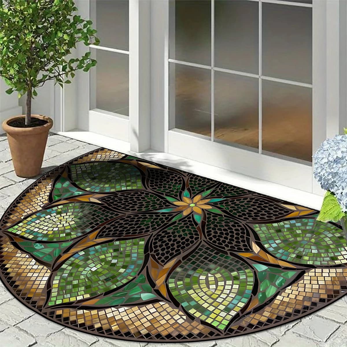 Non-slip Inlet Carpet Resistant to Dirty Door Carpet Wear Resistant Semicrcular Structure in imitation marble Welcome Mat